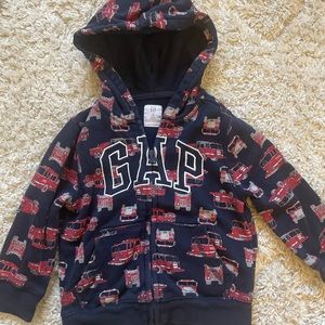 🚒 GAP•Fire Truck•Hoodie•sweatshirt•3T